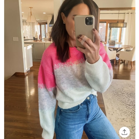 Anthropologie Women's Pink and White Sweater - Picture 2 of 4